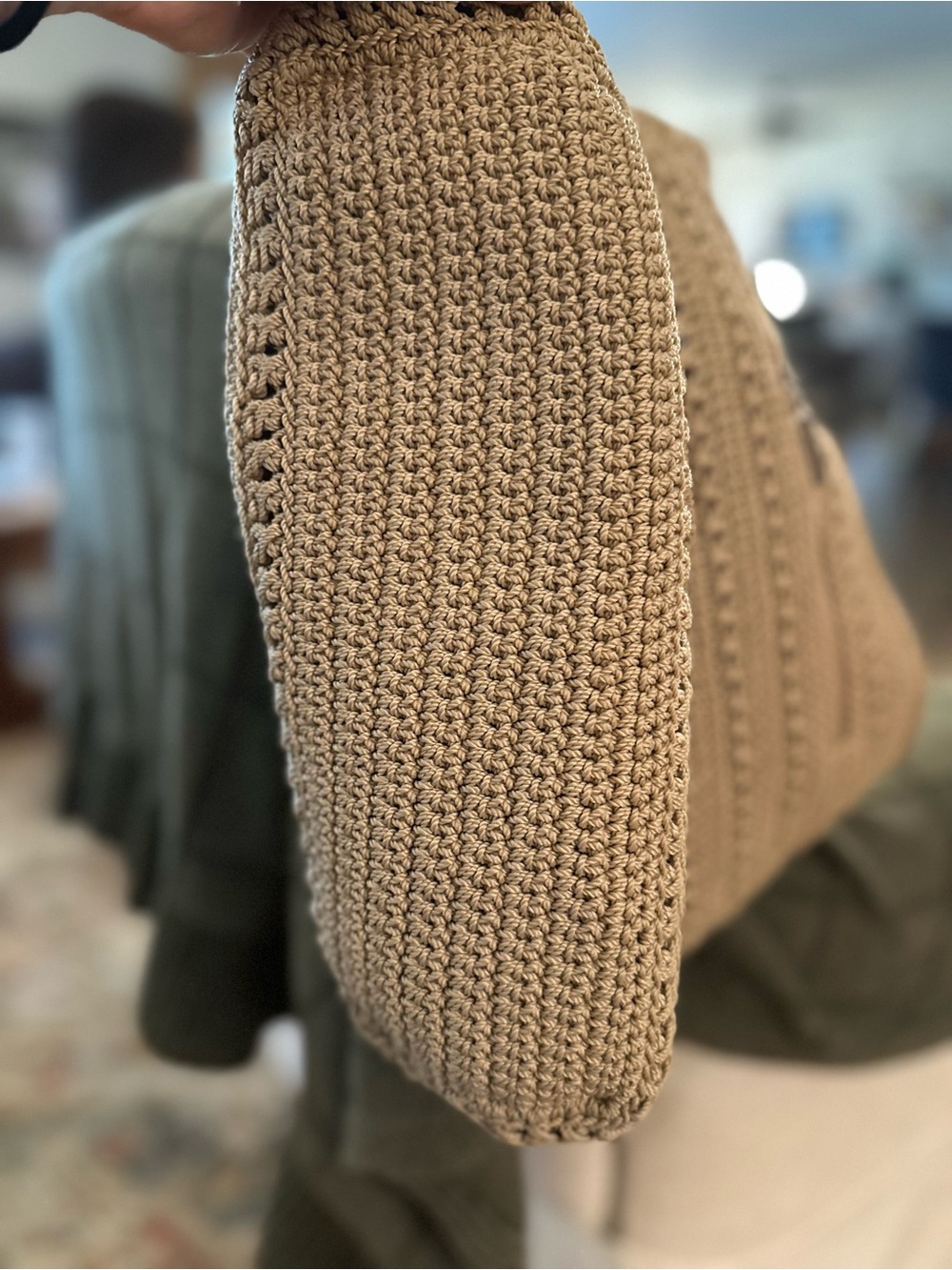 The Sak Y2K Slouchy Beige Crochet Woven Shoulder Bag Neutral Minimalist Boho - Picture 8 of 8